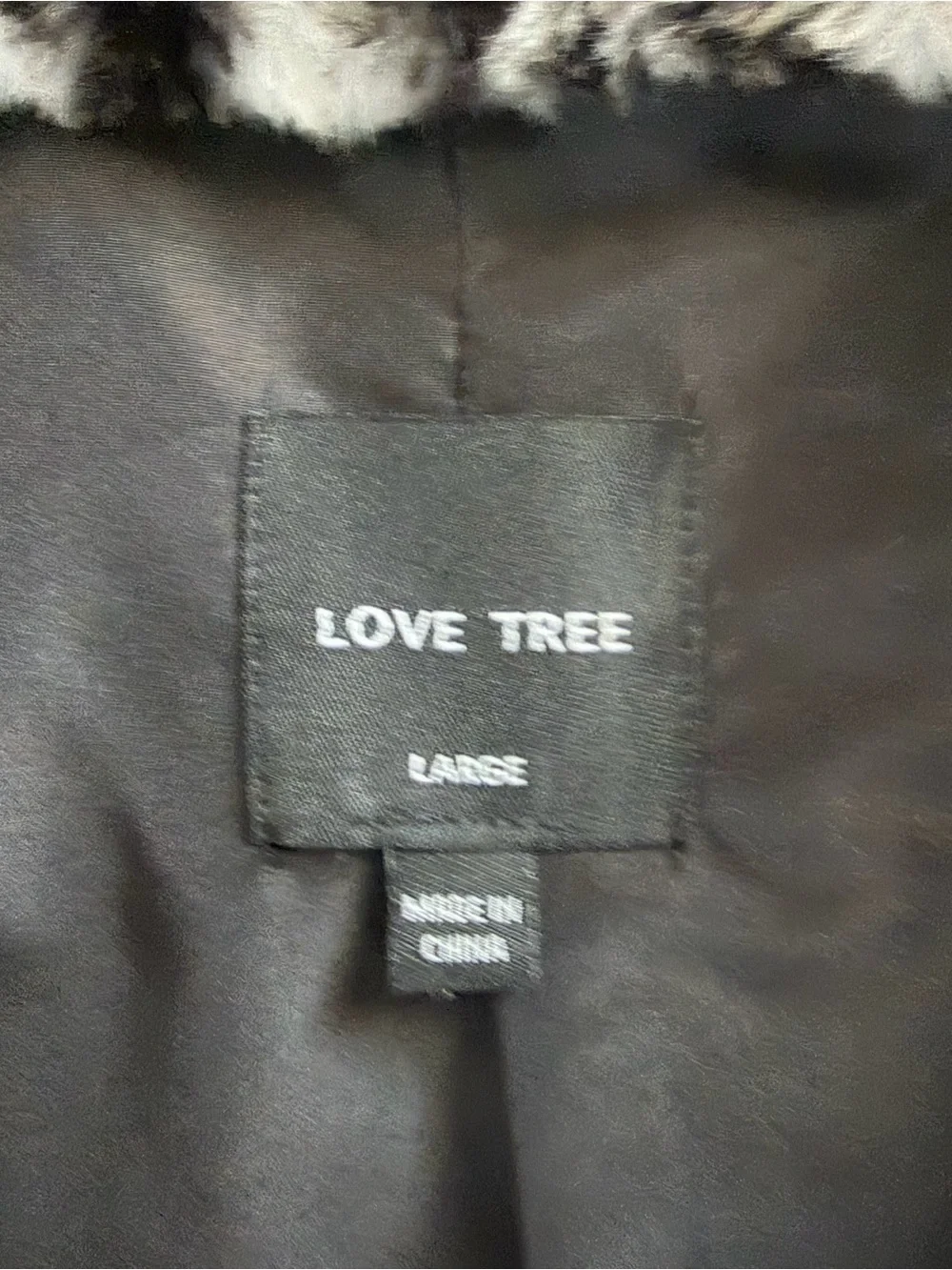 Love Tree Leopard Faux Fur Cropped Jacket Plush Animal Print Coat Large - Picture 6 of 8